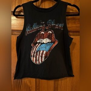 XS Rolling Stones Black Crop Tank